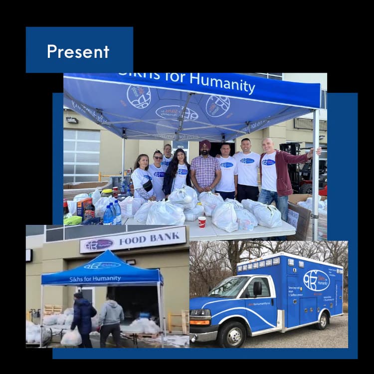 The All Is One Food Bank today: the tent, the volunteers and the van